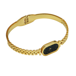 Bracciali Orologio Unisex in Acciaio Inossidabile Placcato Oro 18k con Numeri Romani Incastonati, Design alla Moda - Product Image 5
