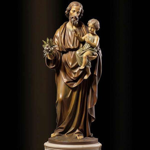 Statue personnalisée grandeur nature en bronze coulé <span class=keywords><strong>de</strong></span> Saint Joseph tenant la <span class=keywords><strong>Bible</strong></span> et bébé Jésus, et Saint Antoine <span class=keywords><strong>de</strong></span> Padoue, pour église religieuse - Product Image 3