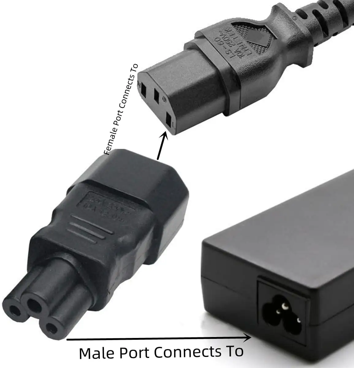 IEC male female connector AC plug C14 to C5 power plug adapter 10A AC converter