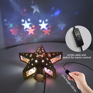 Christmas <b>Tree</b> Top Star Projection <b>Light</b> Gold Powder Glitter <b>Led</b> Decorative <b>Lighting</b> Fixture Rotating Starry Sky Effect - Product Image 3