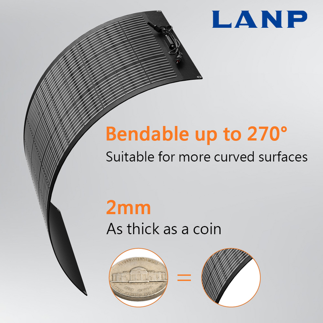 Custom 200 Watts Flexible Solar Panel 200W Monocrystalline IP68 Lightweight Waterproof Panels for Roof Commercial RV Car Boat