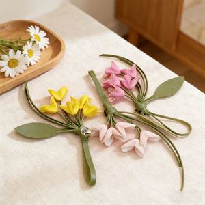 Artificial Osmanthus Flower <b>Bag</b> <b>Charm</b> Lightweight Keyring Hanging Pendant Decoration for Everyday Carry Soft PU Leather Keyring - Product Image 3