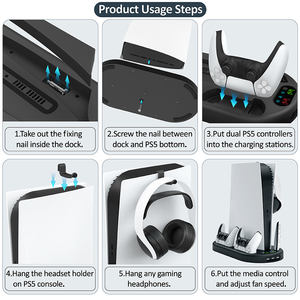 Estación de Carga y Refrigeración Multifuncional con Cable, <span class=keywords><strong>3</strong></span> Puertos USB para <span class=keywords><strong>5</strong></span> Accesorios de Juego, Gran Venta - Product Image 6