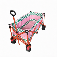 Chariot utilitaire pliable robuste pour l'extérieur, chariot de jardin avec pneus larges et poignée réglable pour le camping et les pique-niques