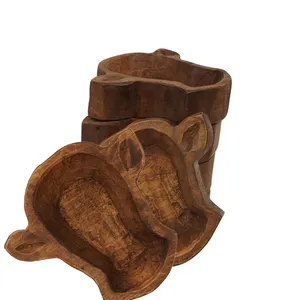 High Quality Vintage wood cow bowl cow head wood bowl dough bowls for candle making wood cow