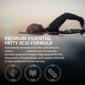 Huile de Krill de l'Antarctique 2000 mg Oméga-3s EPA DHA Astaxanthine Phospholipides Gélules Molles Huile de Krill 120 Gélules - Product Image 3