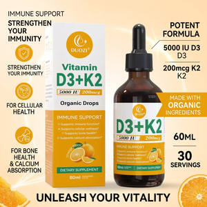 DUOZI OEM วิตามิน D3+K2 แบบหยด ยอดขายอันดับหนึ่ง สำหรับผู้ใหญ่และเด็ก เสริมสร้างสุขภาพกระดูกและฟัน ช่วยเสริมสร้างระบบภูมิคุ้มกัน แคลเซียม เหล็ก สังกะสี - Product Image 3