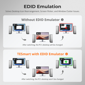 TESmart 2 Port For HDMI 4K60Hz KVM <strong>Switch</strong> Kit With USB 3.0 Docking Station EDID For 2 PCs 1 Monitor 2X1 KVM <strong>Switches</strong> Stock - Product Image 6