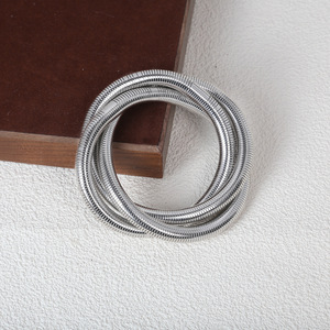 Exaggerated Multi-Layer <b>Stretch</b> <b>Bracelet</b> Retro Stainless Steel Layered Spring Cable Twisted Design - Product Image 6