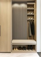 Meuble de rangement pour chaussures intégré à la porte avec miroir, crochets de rangement dissimulés, organisateur de porte moderne pour condo