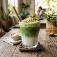 Poudre de Matcha Fraîche Saveur Noix de Coco Premium Nouvelle Boîte de 1kg en Vrac Thé 100% Naturel et Sain pour Latte & Smoothies