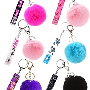 Acrylic Debit Card Puller Keychain Cute ATM Remover Designers Credit Card Gripper Custom Card Grabber for Long Nails With Pompom