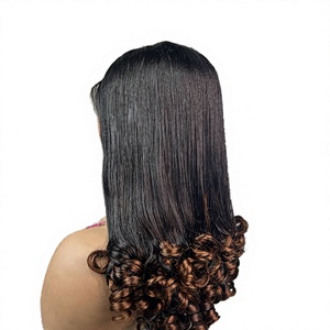 Parrucche Lunghe e Voluminose in Capelli Vergini Brasiliani 300g, Super Double Drawn, Frontale in Pizzo Trasparente 5x5, Densità 250%, Ricci T1B/4 - Vendita Calda - Product Image 2