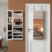 Miroir mural pleine longueur avec éclairage LED moderne, enceinte Bluetooth, armoire de rangement à bijoux multifonction en métal pour chambre à coucher