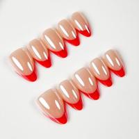 Faux ongles à presser de luxe décontracté, courts, carrés, effet œil de chat pur dégradé, de haute qualité, résistants à l'usure, avec colle pour doigts, motif amande