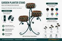 Support de Jardinière à 3 Niveaux avec Doublure en Fibre de Coco, Support Vertical en Métal Décalé pour Jardins et Pots de Fleurs, Revêtement Poudré, Résistant aux Intempéries Quotidiennes, pour Extérieur