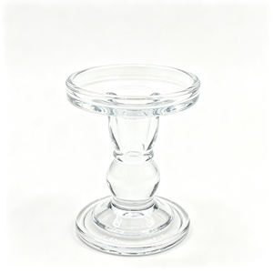Porte-bougie vintage en verre transparent, base ronde, pour bougies pilier et chauffe-plat, ornement <span class=keywords><strong>de</strong></span> table <span class=keywords><strong>de</strong></span> salon - Product Image 6