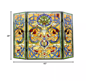 Vitrail de style européen pour cheminée, panneau décoratif 3 pièces de style victorien, écran décoratif traditionnel pour la décoration intérieure - Product Image 3