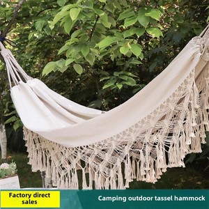 <span class=keywords><strong>Hamac</strong></span> à pompon simple ou <span class=keywords><strong>double</strong></span> avec fonction de balançoire Utilisation intérieure ou extérieure en corde de toile de coton pour le camping à domicile - Product Image 5