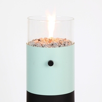Lanterne à gaz de table en verre certifiée CE, avec galets décoratifs, mini foyer à gaz portable pour extérieur, camping-car, salon et usage domestique