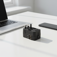 Adaptateur de voyage universel 1 Type-C + 1 USB, adaptateur multi-prises avec prises EU, US, AU, UK, chargeur mural international tout-en-un