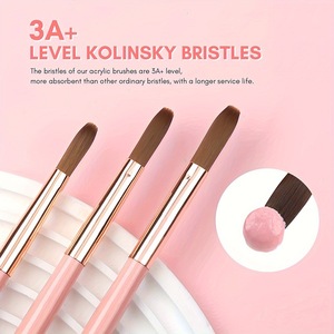 3PCS/set Pink Handle Acrylic Nail <b>Brush</b> Size 8/10/14 Acrylic Cleaning High Quality French Kolinsky Nail <b>Brush</b> - Product Image 5