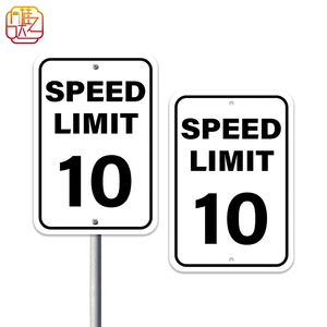 لافتة حدود السرعة 10 ميل في الساعة متوافقة مع معايير MUTCD - لافتة طريق مستطيلة بيضاء للمناطق السكنية/التجارية في الولايات المتحدة - Product Image 1