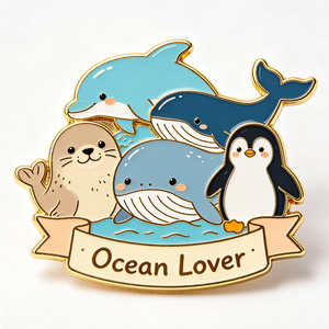 Épinglette en émail Ocean Lover, badge animalier en métal, imprimé en typographie, épinglette de collection pour cadeau et vêtements - Product Image 1