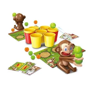 Nieuwe ontwerp crazy monkey kokosnoot duo game bal schieten plastic indoor schieten game voor kind