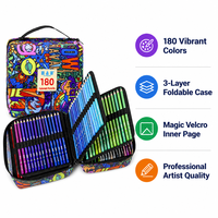 H&B – Lot de 180 crayons de couleur professionnels à base d'huile, mine souple, pour dessin et croquis, avec étui zippé, pour artistes – Vente en gros