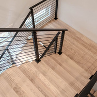 Grandsea Escalier intérieur droit moderne personnalisé Escalier flottant en acier avec bande de roulement en bois et verre Raling pour une utilisation en appartement