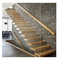 Sous-sol Escalier flottant intérieur en bois échelle pliante en bois escalier flottant blanc