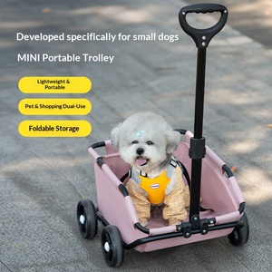 Poussette pliable légère en métal pour animaux <span class=keywords><strong>de</strong></span> compagnie avec barre <span class=keywords><strong>de</strong></span> traction, capacité <span class=keywords><strong>de</strong></span> 10 kg, pour petits chiens, bouledogue français, voyages en plein air - Product Image 5