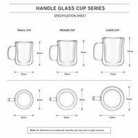 Tasses à café en verre à double paroi personnalisées fabriquées en usine pour le café expresso