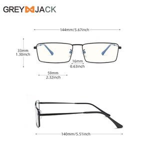 Montures de lunettes rectangulaires Greyjack, monture complète en métal, protection anti-lumière bleue, unisexe G025OP - Product Image 2