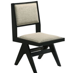 5pc Black Wooden <b>Dining</b> Set with Gray Upholstery Tempered Wood <b>Top</b> <b>Table</b> Chairs 48" Round Apartment-Friendly - Product Image 5
