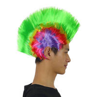 Perruque synthétique de fête amusante en gros d'usine, perruque complète sans dentelle, perruque mohawk en coquille de coq