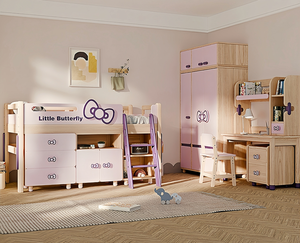 Letto a Castello Doppio Multifunzionale Salvaspazio e Resistente per Camere <span class=keywords><strong>da</strong></span> Letto Femminili, Arredamento in Legno - Product Image 5
