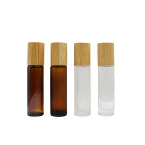 Eco-friendly 5ml 10ml Matte Amber <b>Glass</b> Roll <b>on</b> Bottle with Bamboo Lid Empty Cosmetic Essential Oil Roller Bottle - Product Image 4