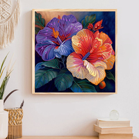 Peinture diamantée 5D de forme spéciale, fleur d'hibiscus, 30x30cm, broderie DIY en strass de cristal, décoration murale pour la maison