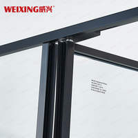 Weixing Usine directe Cabine de douche intérieure Noir mat 304 Acier inoxydable Cadre charnière en verre trempé Porte de douche