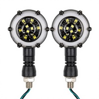 Clignotant LED rond pour moto, séquentiel, à défilement, ambre et blanc, universel, pour montage sur guidon ou rétroviseur