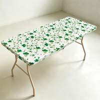 Nappe rectangulaire jetable en PEVA à imprimé floral vert foncé, bord élastique, imperméable, pour le dîner de Thanksgiving