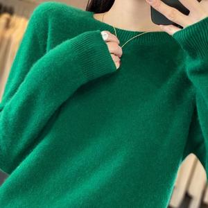 Pullover da <span class=keywords><strong>donna</strong></span> con collo rotondo S-XXL maglia <span class=keywords><strong>in</strong></span> <span class=keywords><strong>Cashmere</strong></span> 100% maglione con fondo largo autunno/inverno nuovo maglione tinta unita - Product Image 4