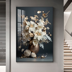 Arte Mural Personalizado al por Mayor, Pinturas de Flores, Creación de Arte en Porcelana, Decoración del Hogar, Luz LED para Sala de Estar - Product Image 5