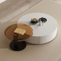ATUNUS-Table basse minimaliste en bois fumé noir, table basse nordique de luxe, ensemble de table de salon moderne, simple