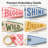 Llaveros de tela personalizados con bordado de banderín para bolsos, regalos, proveedor OEM ODM, paquete a granel