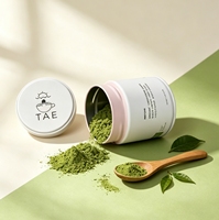 Boîte en métal ronde hermétique pour poudre de matcha, 30-50g, de qualité alimentaire, avec logo personnalisé et couvercle à vis