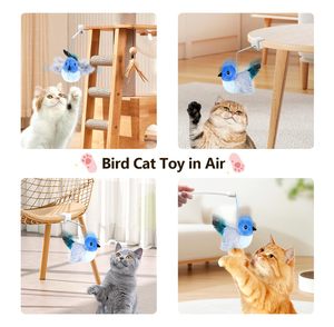 Jouet pour chat intelligent et mignon, oiseau volant et battant les ailes, réaliste, interactif, à jouet autonome, avec herbe à chat, écologique - Product Image 4