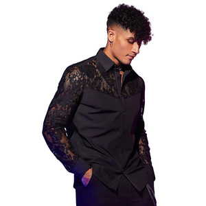 <span class=keywords><strong>Chemise</strong></span> à manches longues pour <span class=keywords><strong>homme</strong></span> avec <span class=keywords><strong>dentelle</strong></span>, tendance et sexy, style cool - Product Image 1
